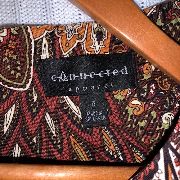 CONNECTED APPAREL Leaf Pattern Brown/Green 6 Dress - Picture 6 of 7